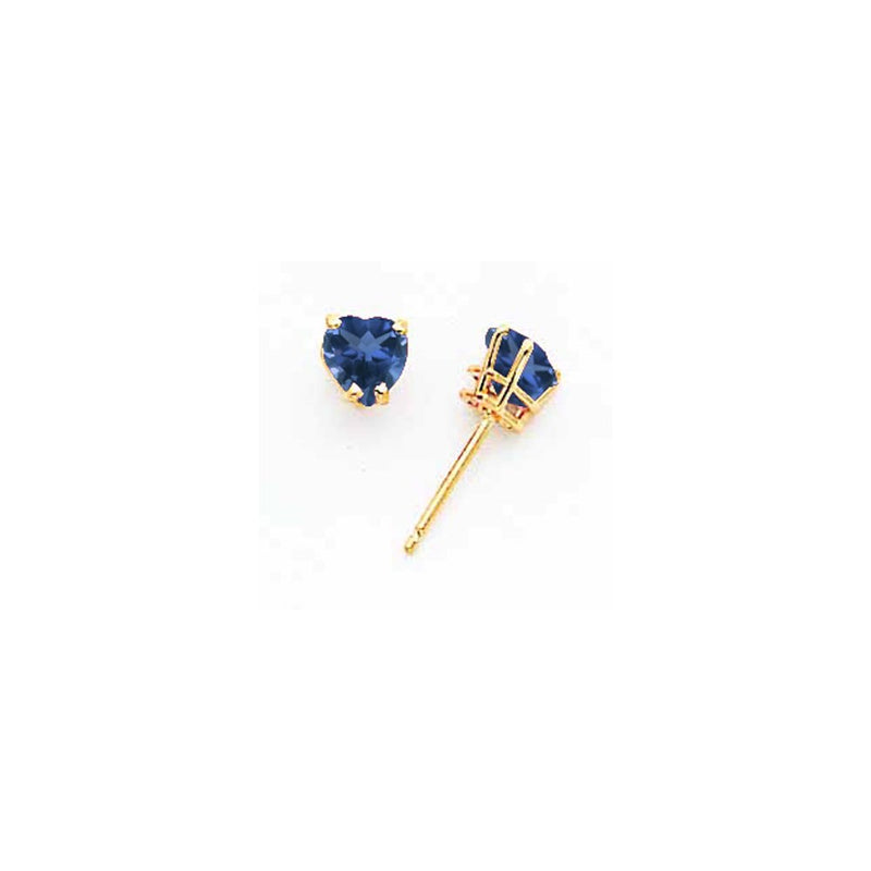 14k Yellow Gold 5mm Heart Sapphire Earrings