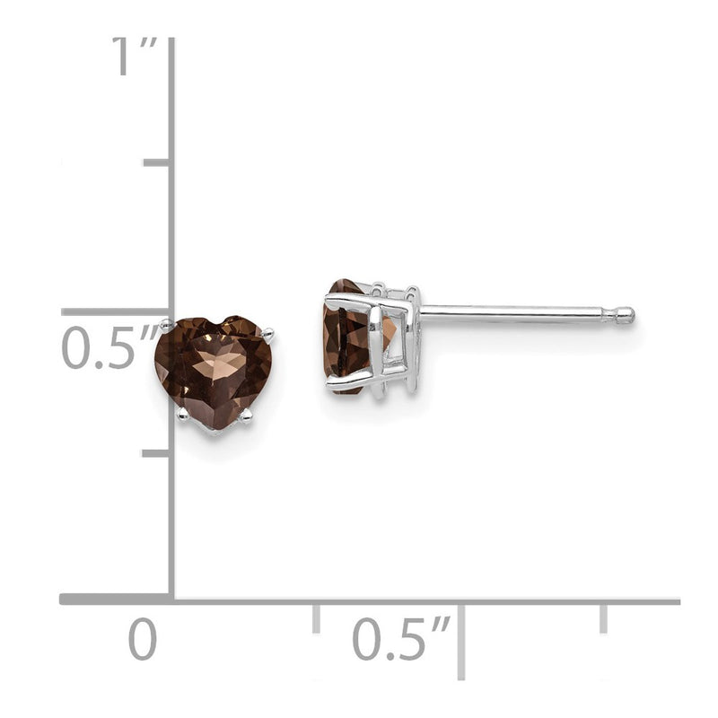14k White Gold 5mm Heart Smok Yellow Gold Quartz Earrings