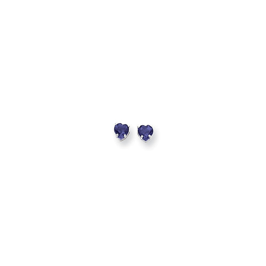 14k White Gold 5mm Heart Sapphire Earrings