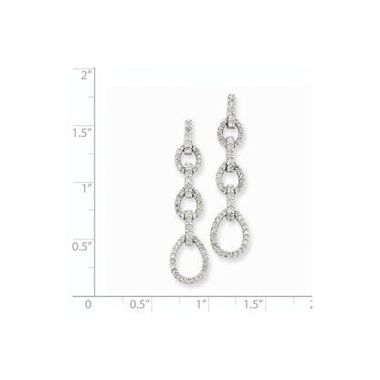 14k White Gold Real Diamond Teardrop Earrings