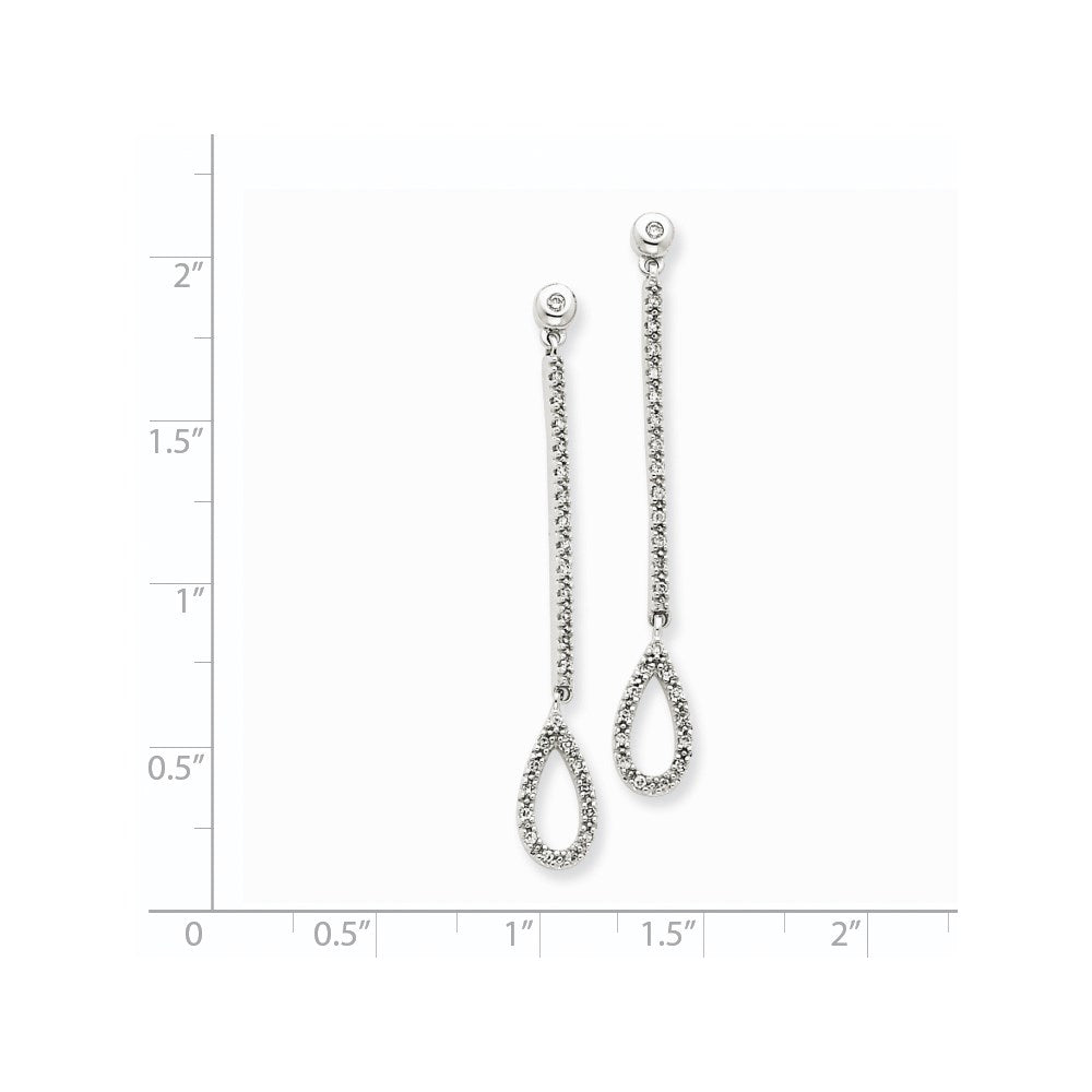 14k White Gold Real Diamond Stick & Teardrop Earrings