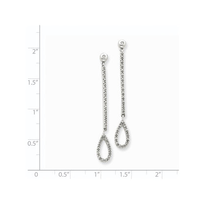 14k White Gold Real Diamond Stick & Teardrop Earrings