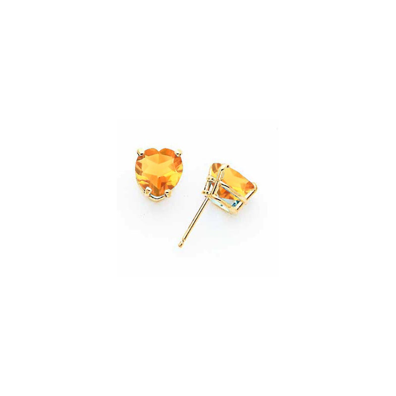 14k Yellow Gold 7mm Heart Citrine Earrings