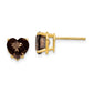 14k Yellow Gold 7mm Heart Checker-Cut Smok Yellow Gold Quartz Earrings