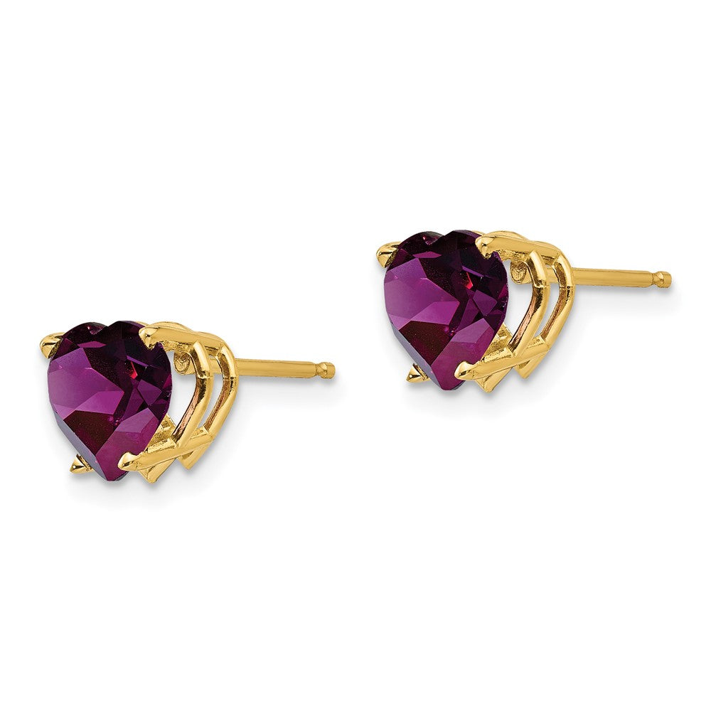 14k Yellow Gold 7mm Heart Rhodolite Garnet earring