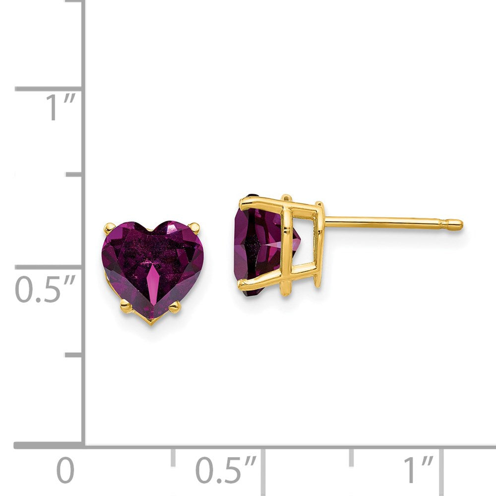 14k Yellow Gold 7mm Heart Rhodolite Garnet earring