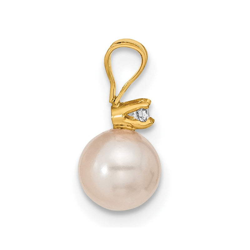 14K 6 7mm Saltwater Akoya Cultured Pearl and Dia. Earrings and Pendant Set