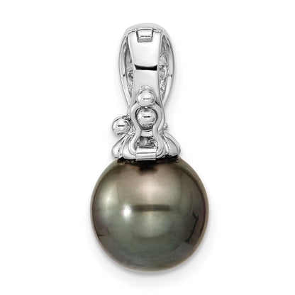 14k WG 10 11mm Round Saltwater Cultured Tahitian Pearl .05ct Dia. Pendant