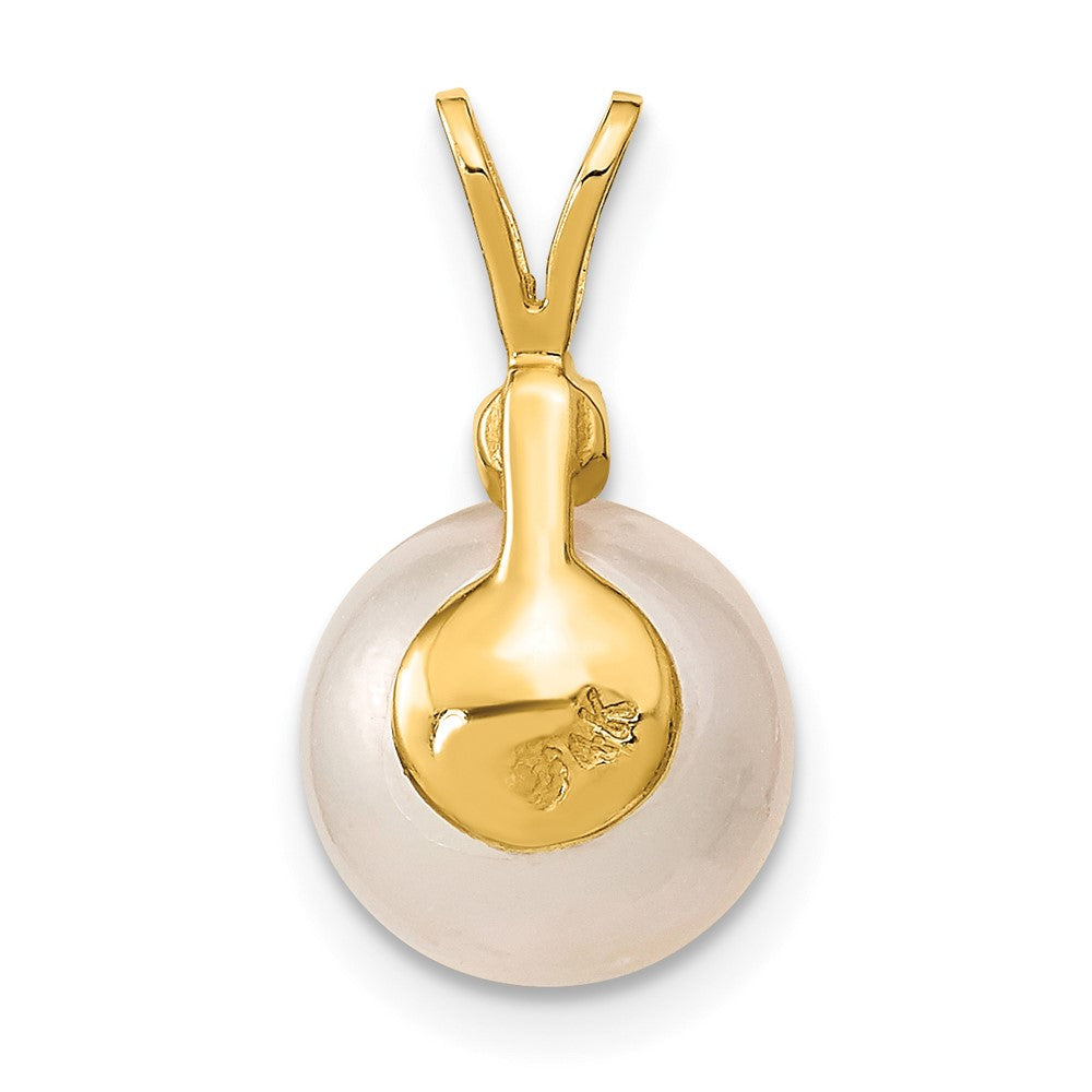 14k 9 10mm White Saltwater Culutured South Sea Pearl .05ct Diamond Pendant