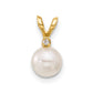 14k 5 6mm Round White Saltwater Akoya Cultured Pearl Diamond Pendant