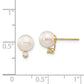14k 6 7mm White Round Saltwater Akoya Cultured Pearl Diamond Post Earrings
