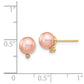 14k 5 6mm Pink Round Freshwater Cultured Pearl .02ct Diamond Post Earrings