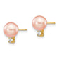14k 6 7mm Pink Round Freshwater Cultured Pearl .06ct Diamond Post Earrings