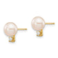 14k 6 7mm White Round Freshwater Cultured Pearl .06ct Diamond Post Earrings