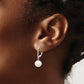 14k White Gold 8 9mm Round FWC Pearl .05ct Diamond Leverback Earrings