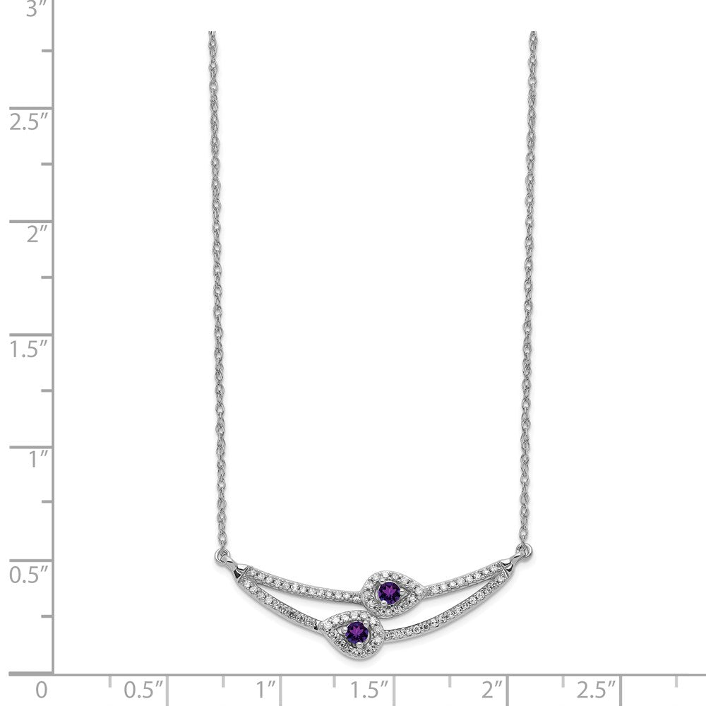 14k White Gold Diamond & Amethyst Necklace