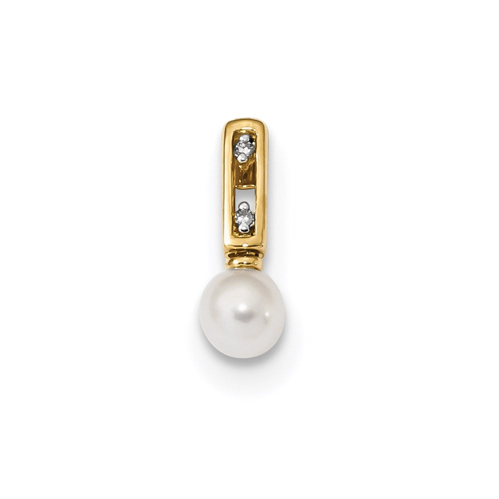 14K Gold with Freshwater Cultured Pearl and Diamond Pendant