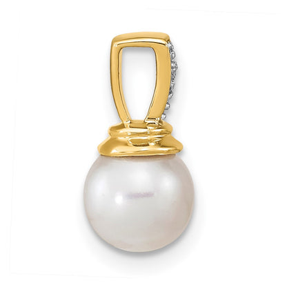 14K 6 7mm Freshwater Cultured Pearl and Diamond Polished Pendant