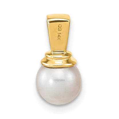 14K 6 7mm Freshwater Cultured Pearl and Diamond Polished Pendant