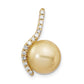 14K 10 11mm Golden Saltwater Cultured South Sea Pearl .125ct Dia Pendant