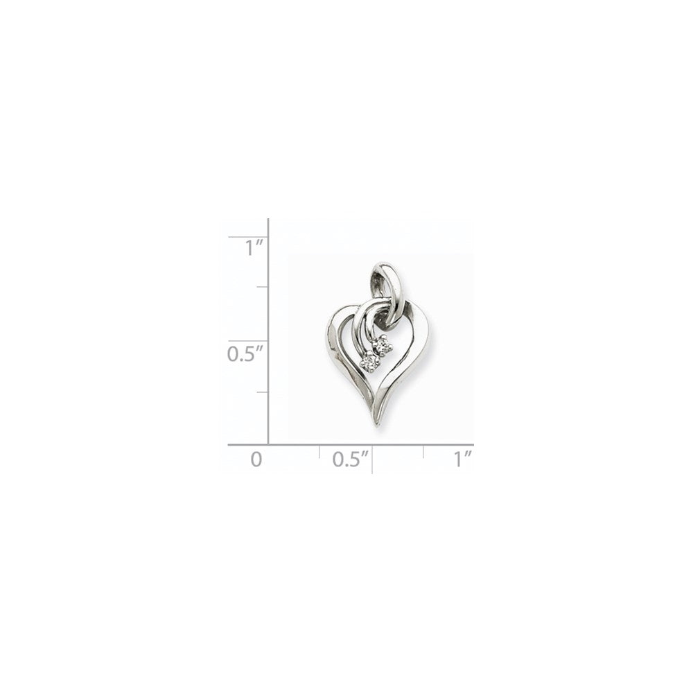 14k White Gold AAA Diamond Heart