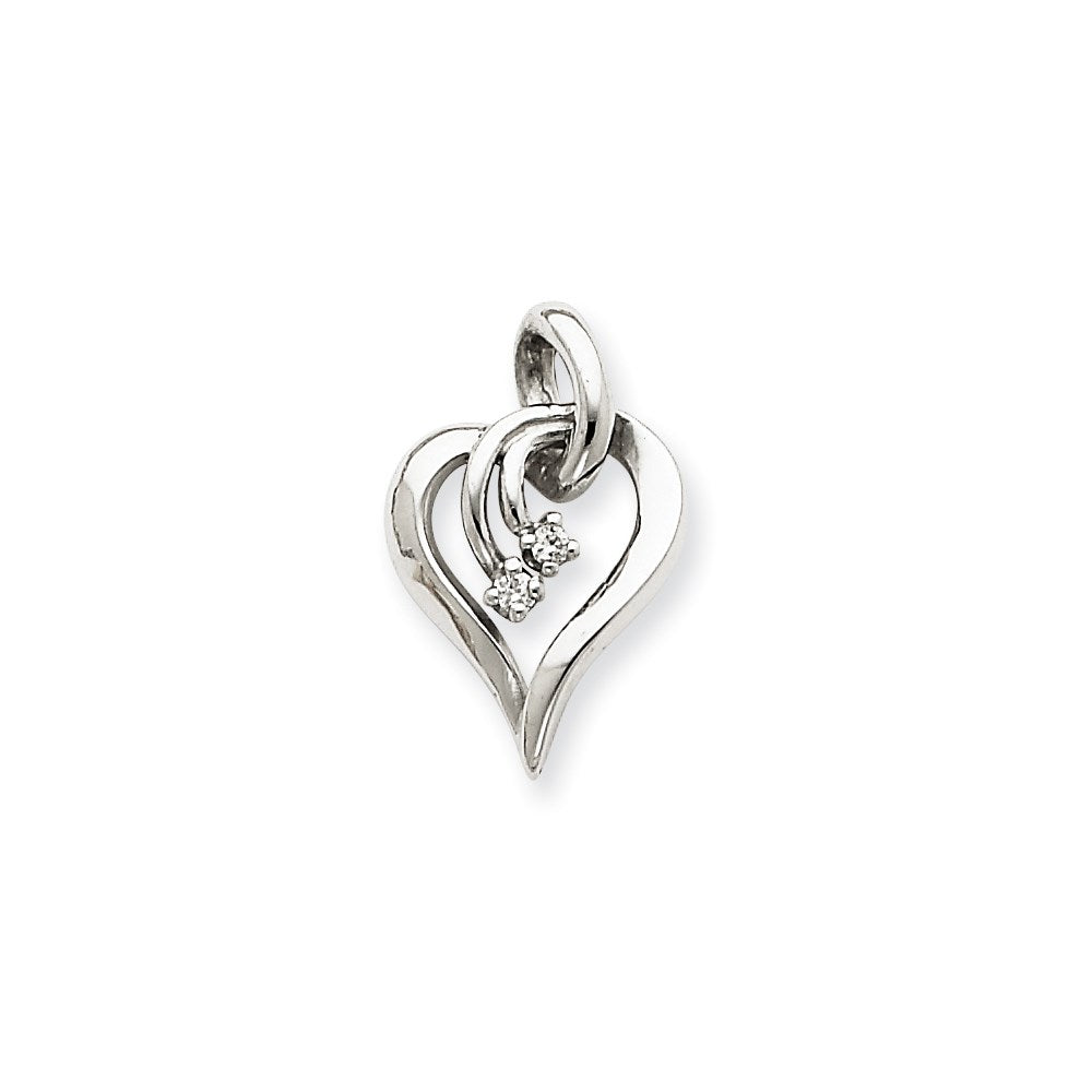 14k White Gold AAA Diamond Heart