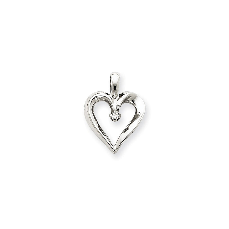 14k White Gold A Diamond Heart
