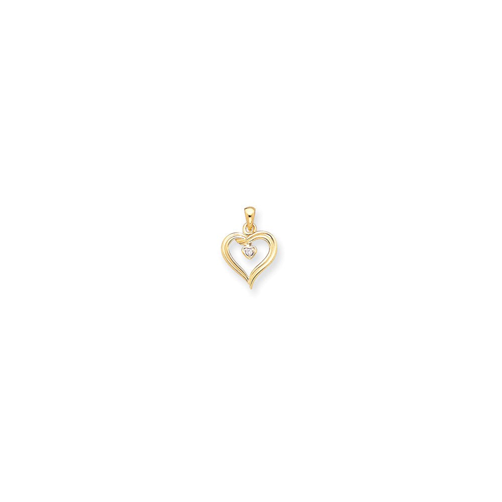 14k AAA Diamond heart pendant