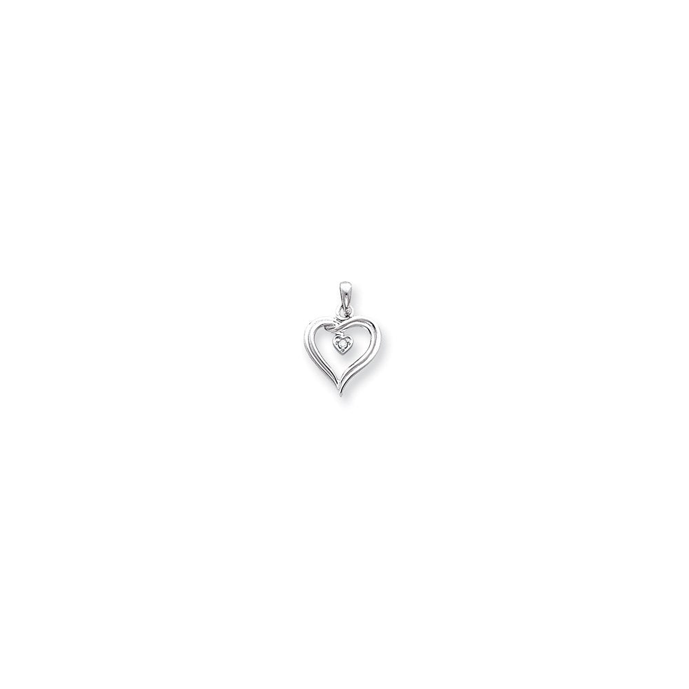 14k White Gold AA Diamond heart pendant