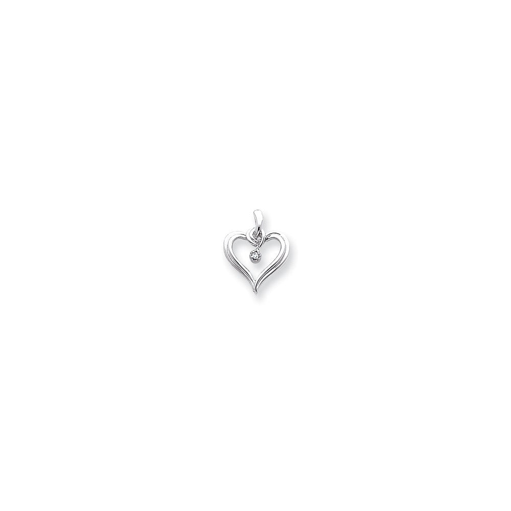 14k White Gold A Diamond heart pendant