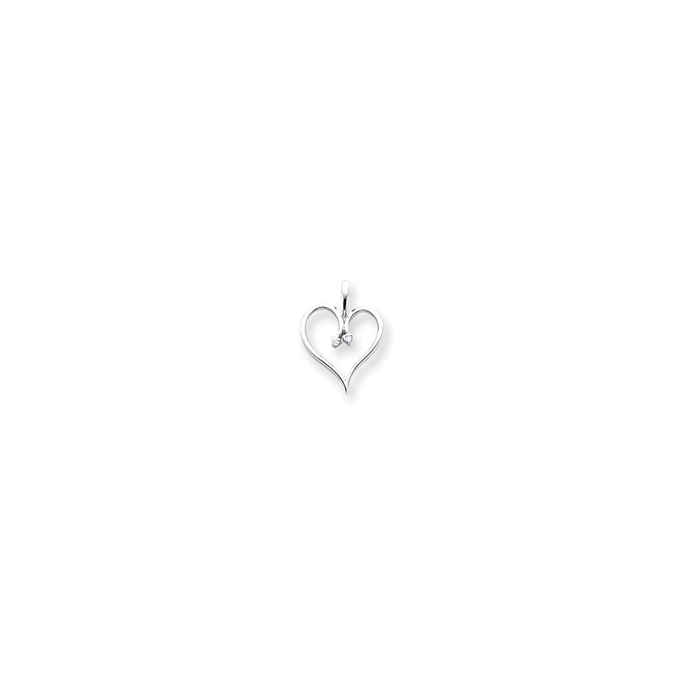14k White Gold AAA Diamond heart pendant
