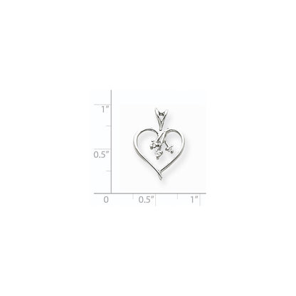 14k White Gold A Diamond heart pendant