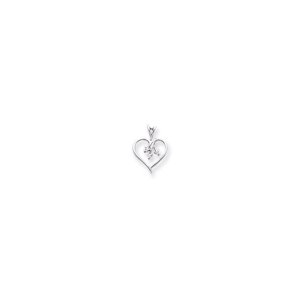 14k White Gold AAA Diamond heart pendant
