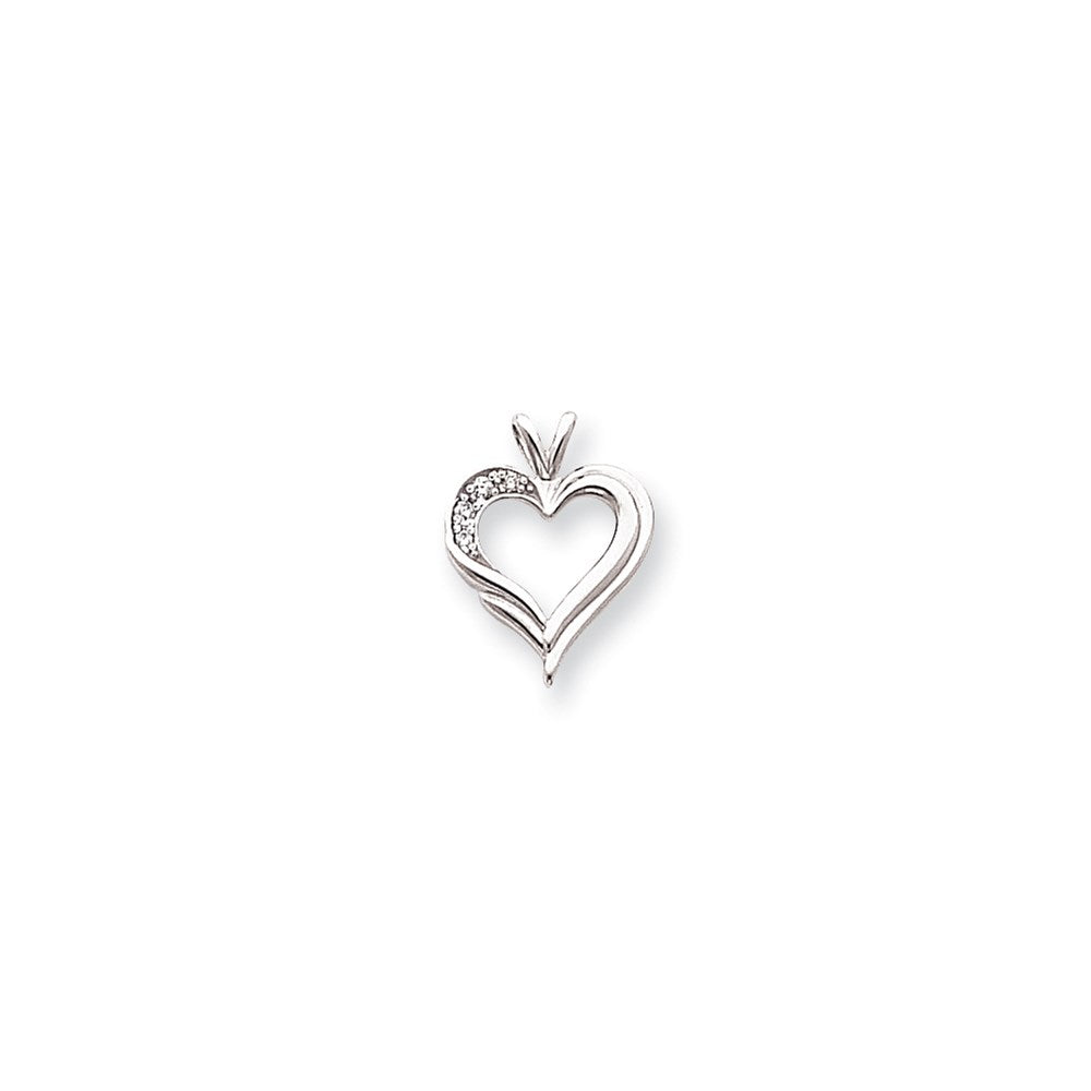 14k White Gold AAA Diamond heart pendant
