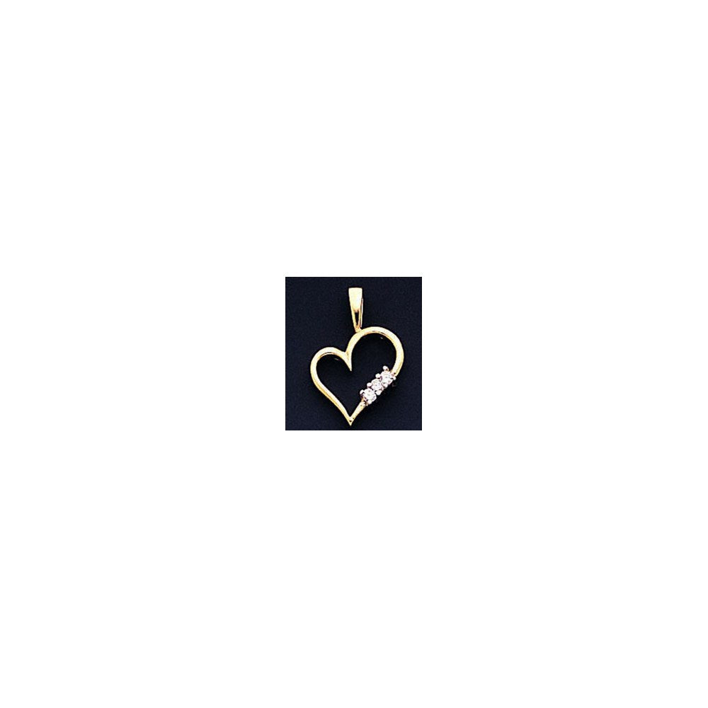 14k AAA Diamond heart pendant