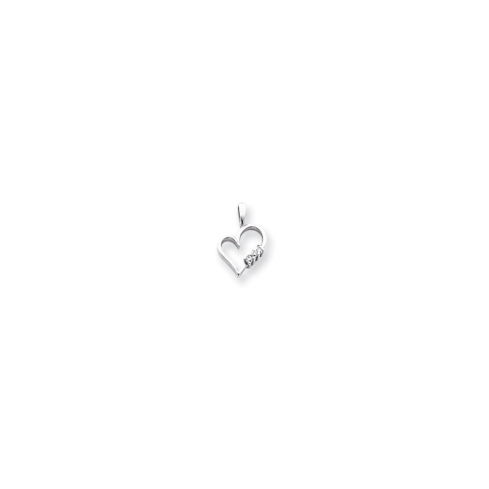 14k White Gold AAA Diamond heart pendant