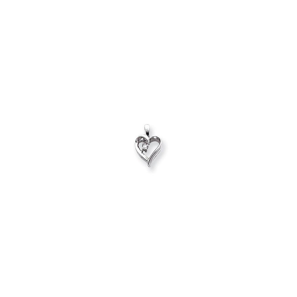 14k White Gold AA Diamond heart pendant