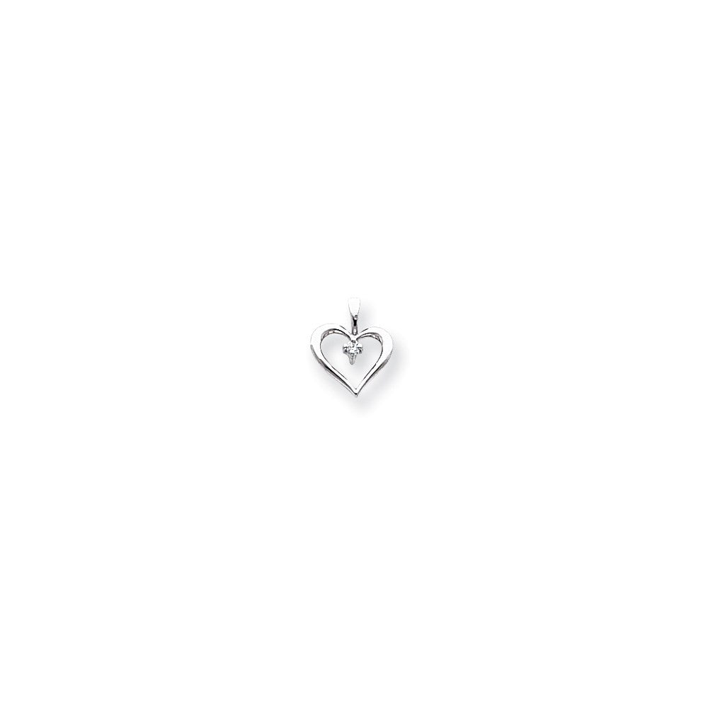 14k White Gold AA Diamond Heart Pendant