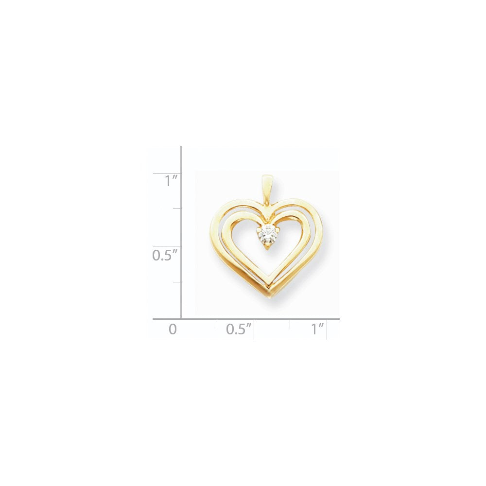14k AAA Diamond heart pendant