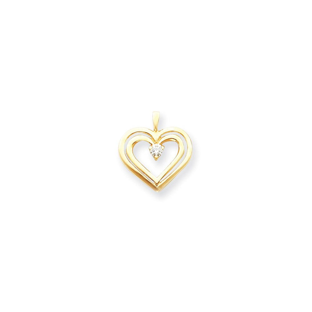 14k AAA Diamond heart pendant