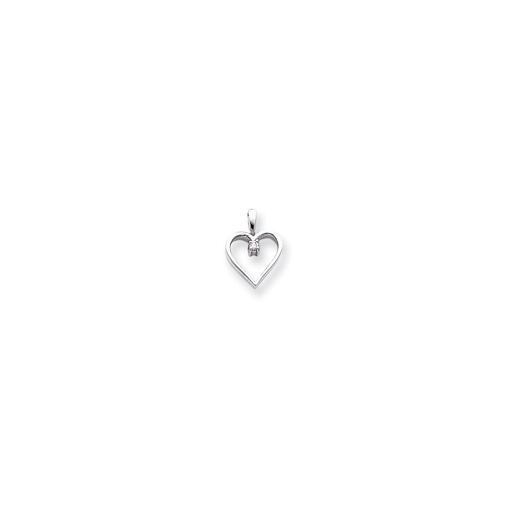14k White Gold AAA Diamond heart pendant