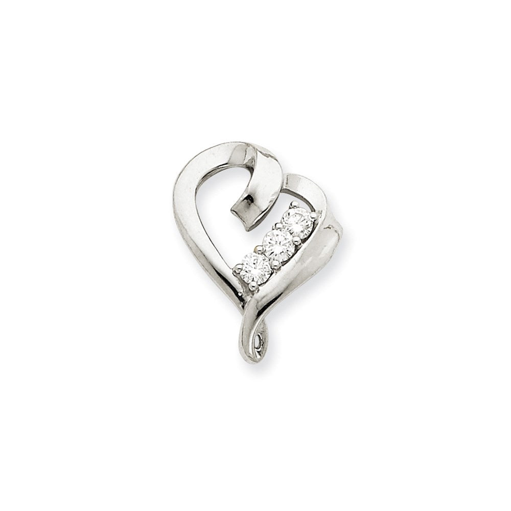 14k White Gold AAA Diamond heart pendant