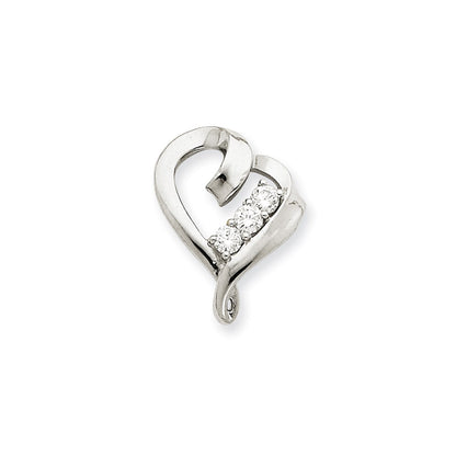 14k White Gold AAA Diamond heart pendant