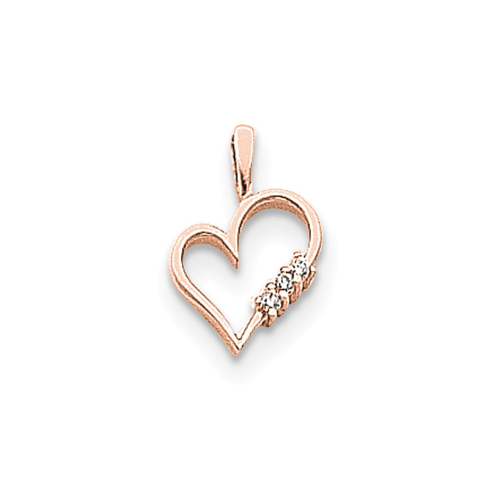 14k Rose Gold AA Diamond heart pendant