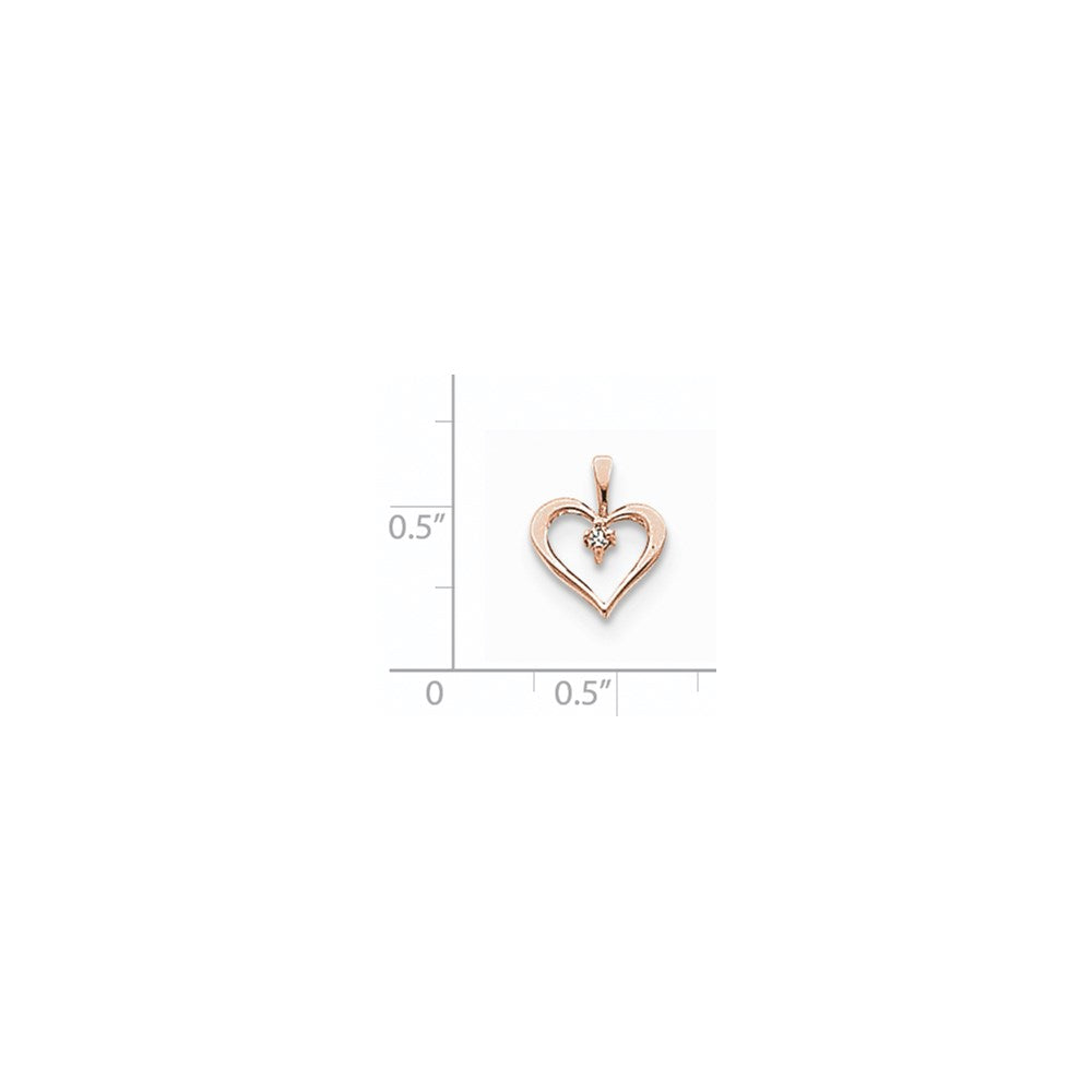 14k Rose Gold A Diamond heart pendant