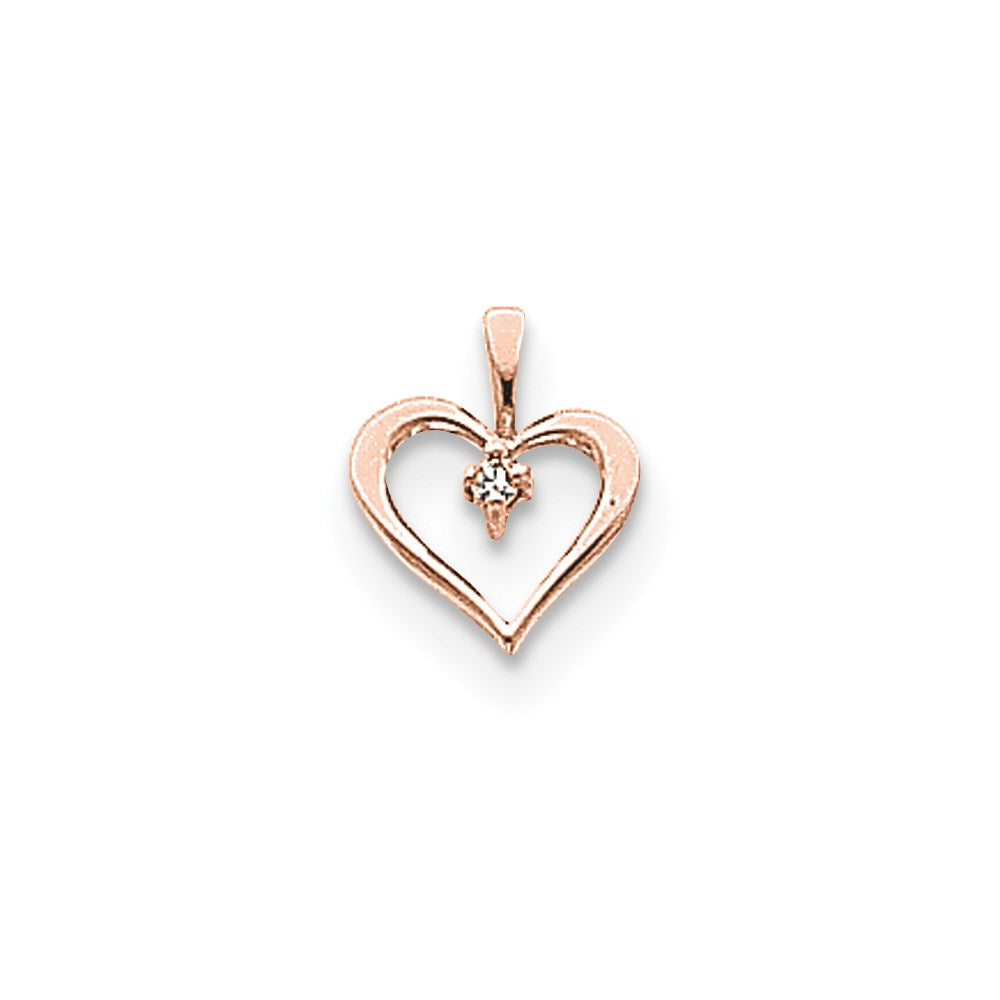 14k Rose Gold AAA Diamond heart pendant