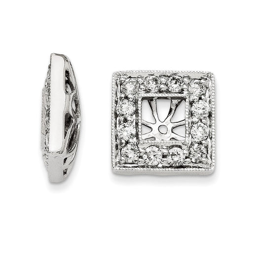 14K White Gold Diamond Square Jacket Earrings