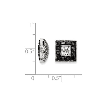 14K White Gold Black Diamond Square Jacket Earrings