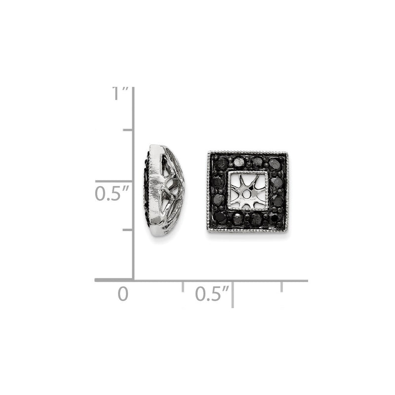 14K White Gold Black Diamond Square Jacket Earrings