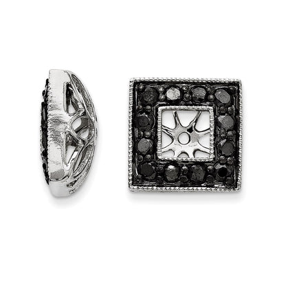 14K White Gold Black Diamond Square Jacket Earrings